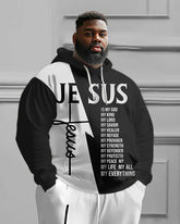 Men's Big and Tall Christian Jesus Color Match Hoodie Set